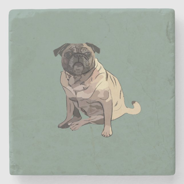 Pug Stone Coaster (Front)