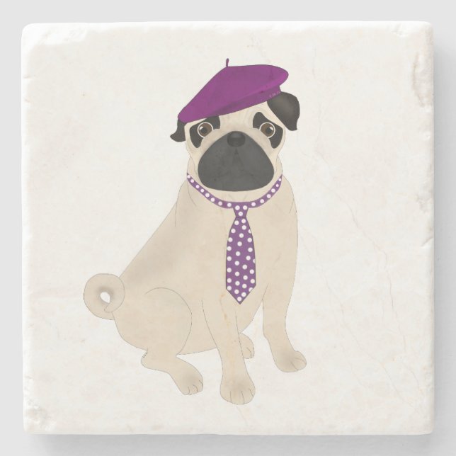 Pug Stone Coaster (Front)
