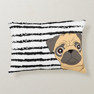 Pug striped design decorative cushion