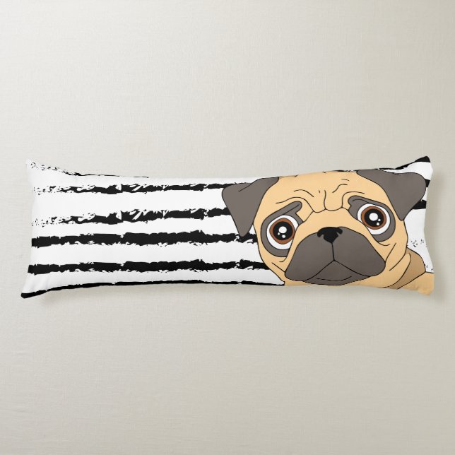 Pug striped pattern body cushion (Front)