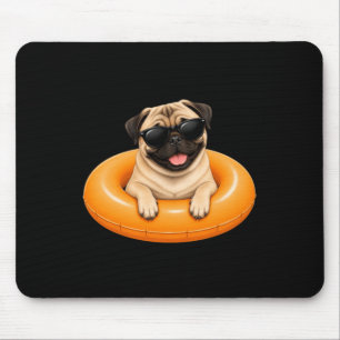 Pug Summer Shirt Cute Dog Pool Float Mouse Pad