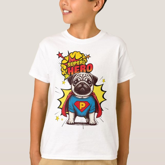 Pug Super Hero T-Shirt (Front)