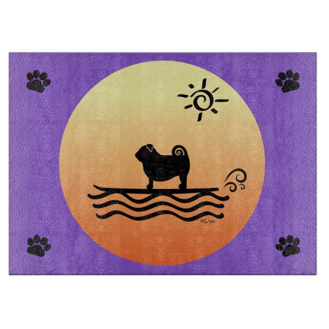 Pug Surf Cutting Board (Front)