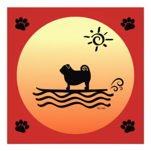 Pug Surf Photo Print