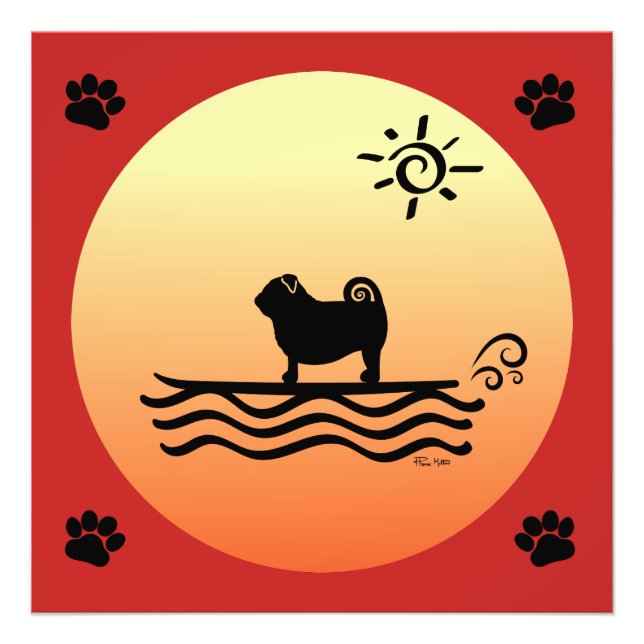 Pug Surf Photo Print (Front)