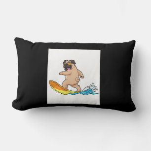 Pug Surfing Surfboard Pug Wearing Glasses Lumbar Cushion
