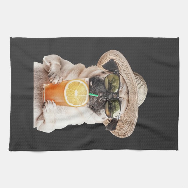 Pug     tea towel (Horizontal)