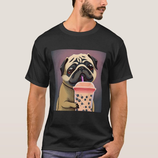 Pug tees Pug dog with boba dog (Front)