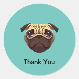 Pug Thank you Classic Round Sticker