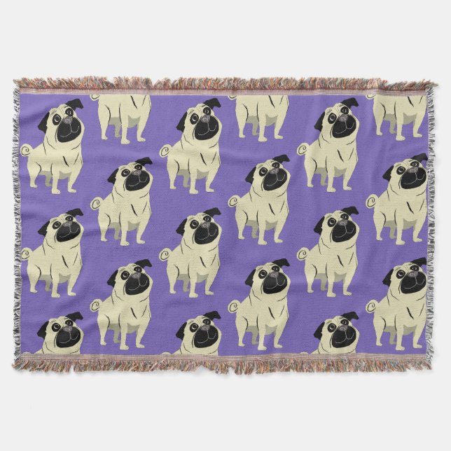 Pug Throw Blanket (Front)