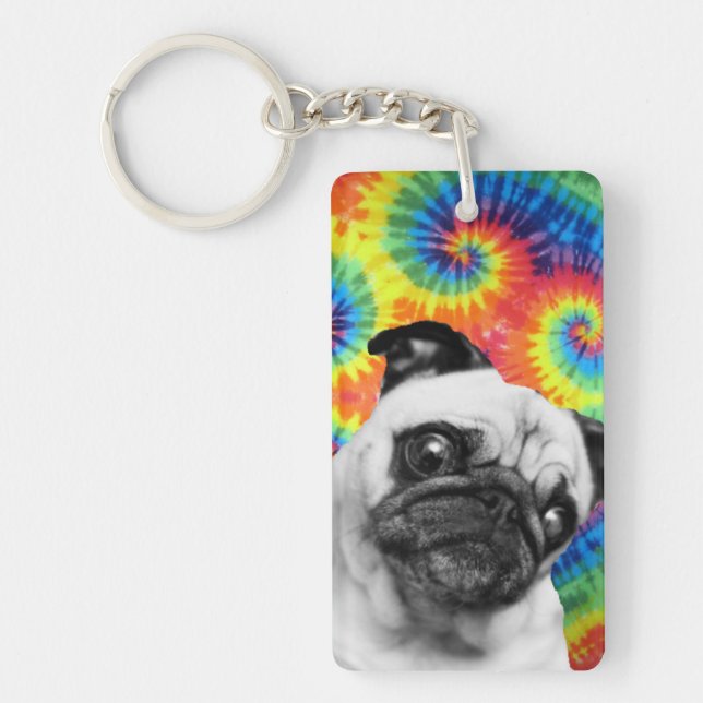 Pug Tie Dye Key Ring (Front)