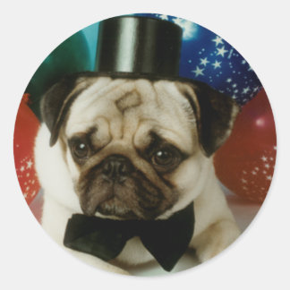 Pug Tophat Birthday Stickers