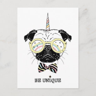 Pug Unicorn Be Unique Postcard