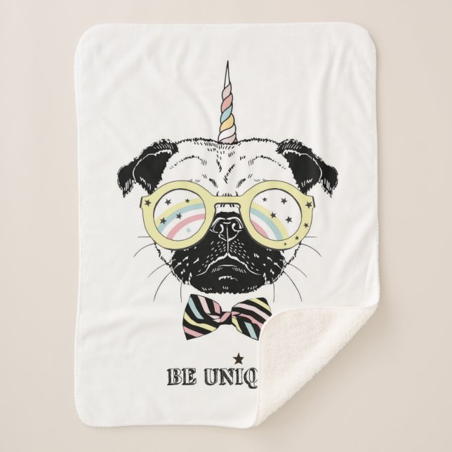 Pug Unicorn | Be Unique Sherpa Blanket (Front)