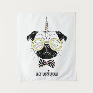 Pug Unicorn   Be Unique Tapestry