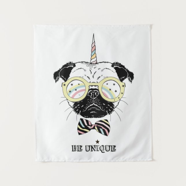 Pug Unicorn | Be Unique Tapestry (Front)