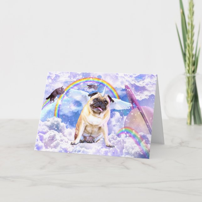 Pug unicorn - Cute pugicorn                        Card (Front)