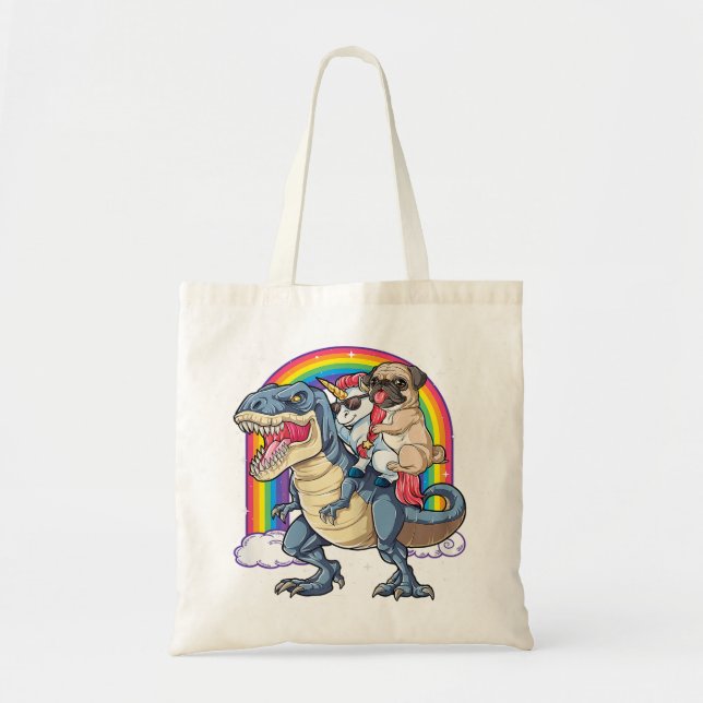Pug Unicorn Dinosaur T Rex Kids Tote Bag (Front)
