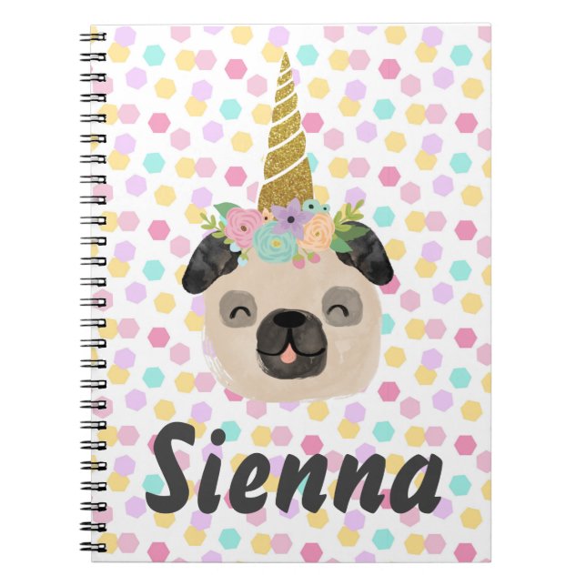 Pug Unicorn Little Girl Notebook (Front)