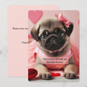 Pug Valentine Card • Paw-sitively Cute Love