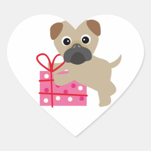 Pug Valentine Present Stickers