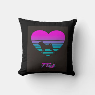 Pug Vaporwave Heart Pug Dog Lover Gift Cushion
