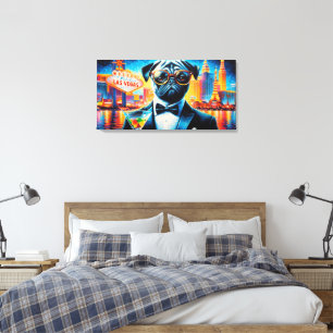 PUG-VEGAS NIGHTLIFE 4 CANVAS PRINT