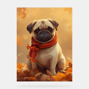 Pug Vibes: Cute Autumn Pug Acrylic Sign