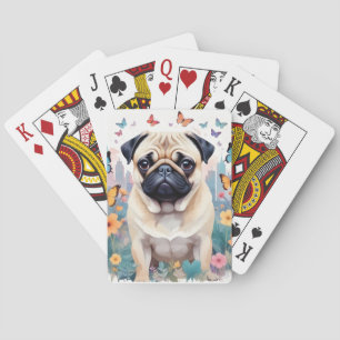 Pug Vintage Animal Nature Environment City Art Playing Cards