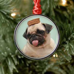 Pug Wants Treats Metal Tree Decoration