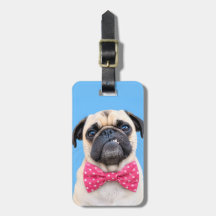 Pug Wearing Pink Bow