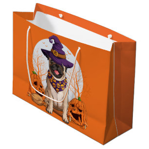 Pug Witch Halloween Large Gift Bag