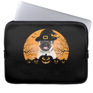 Pug Witch Hat Jack-o-Lantern Dogs Halloween T-Shir Laptop Sleeve