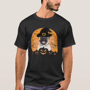 Pug Witch Hat Jack-o-Lantern Dogs Halloween T-Shir T-Shirt