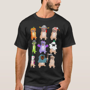 Pug Witch Hat Pumpkin Happy Halloween Costume T-Shirt