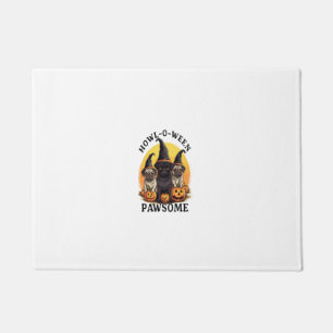 Pug Witch Howl-O-Ween Pawsome Pumpkin Gifts Hallow Doormat