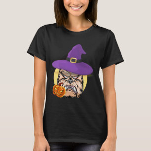 Pug Witch Pumpkin Halloween Women Pugkin Dog Lover T-Shirt