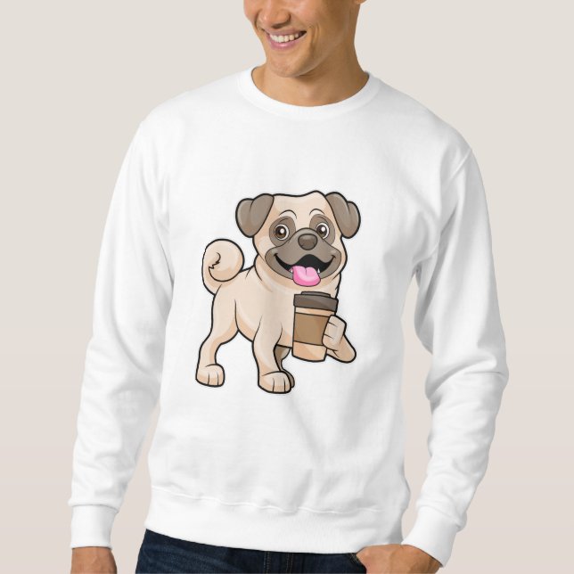Pug with Coffee to go Sweatshirt (Front)