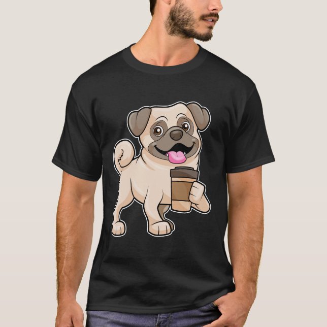 Pug with Coffee to go T-Shirt (Front)