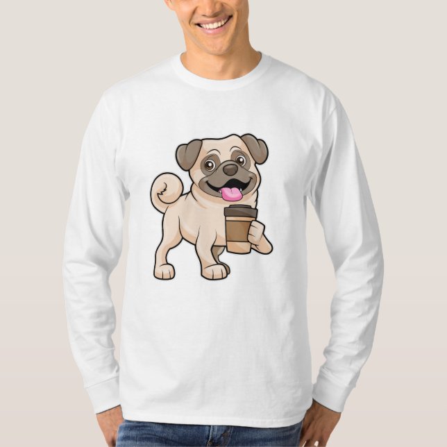 Pug with Coffee to go T-Shirt (Front)
