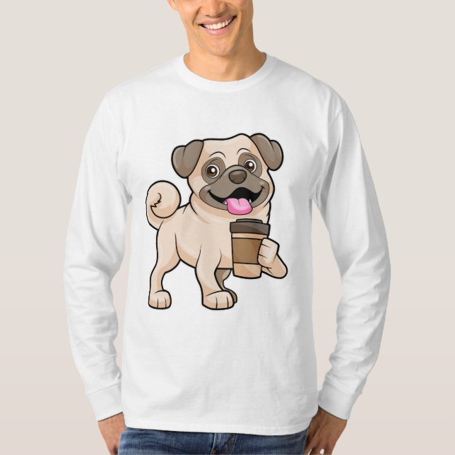 Pug with Coffee to go T-Shirt (Front)