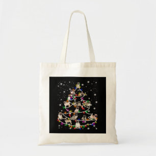 pug with friends happy christmas season tote bag