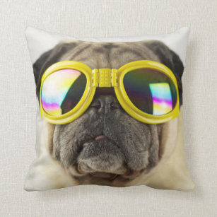 Pug with Goggles Cushion