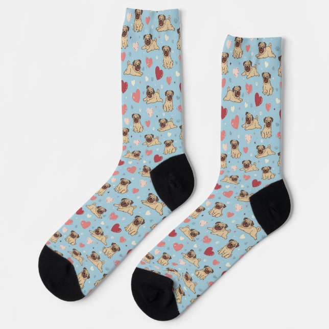 Pug with Hearts Valentine's Day Socks (Left)
