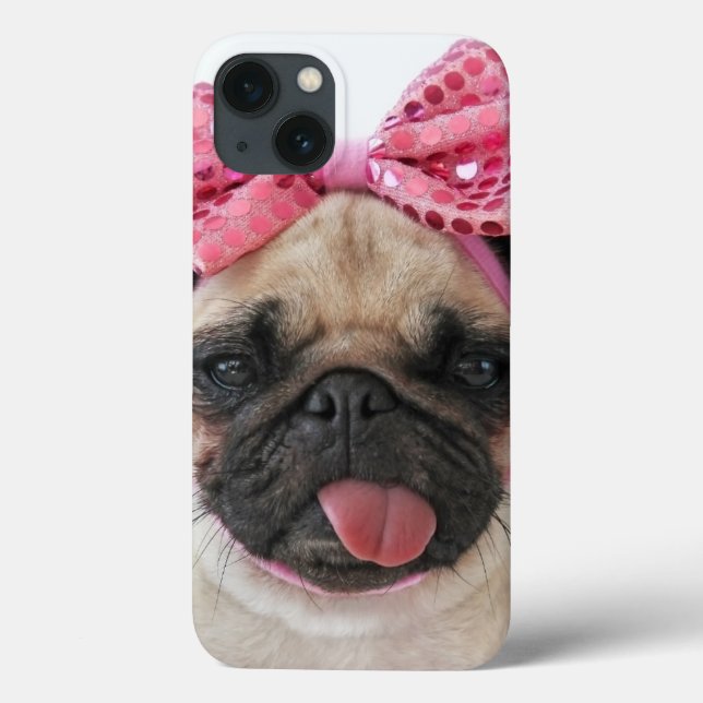 Pug with Pink Bow Case-Mate iPhone Case (Back)