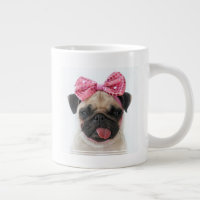 Pug with Pink Bow