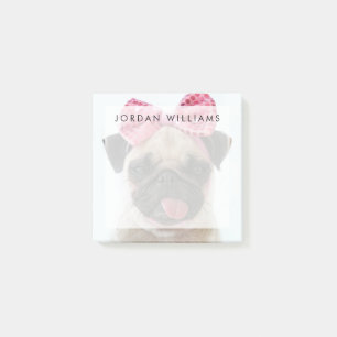 Pug with Pink Bow Post-it Notes