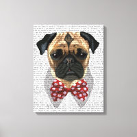 Pug with Red and White Spotty Bow Tie