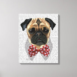 Pug with Red and White Spotty Bow Tie Canvas Print