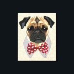 Pug with Red and White Spotty Bow Tie Canvas Print<br><div class="desc">Pets</div>